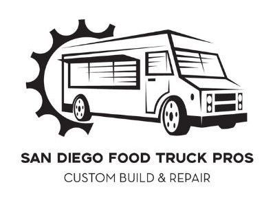Logo of San Diego Food Truck Pros: food truck next to a gear; text