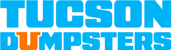 Tucson Dumpsters logo in blue and orange text on a white background