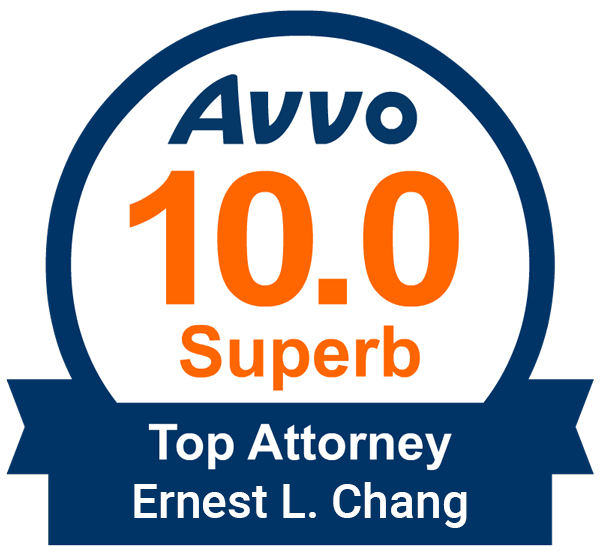 A logo for avvo 10.0 superb top attorney Ernest I. Chang.