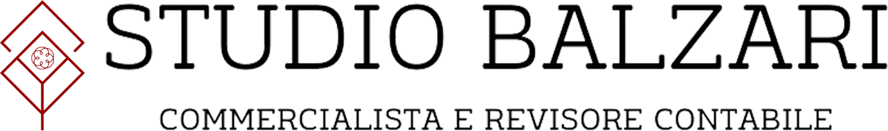 Logo di Studio Balzari con emblema geometrico rosso e testo grigio “COMMERCIALISTA E REVISORE CONTABILE”