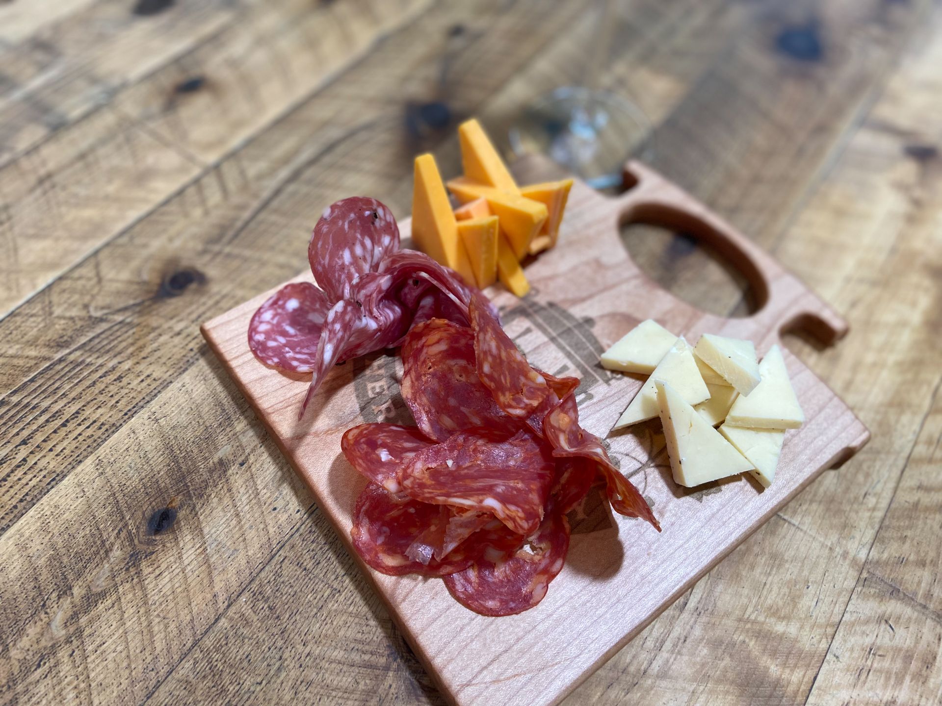 charcuterie board at Off the Rails Winery
