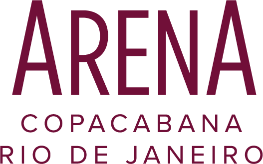 Arena Copacabana logo in maroon text with “Rio de Janeiro” underneath