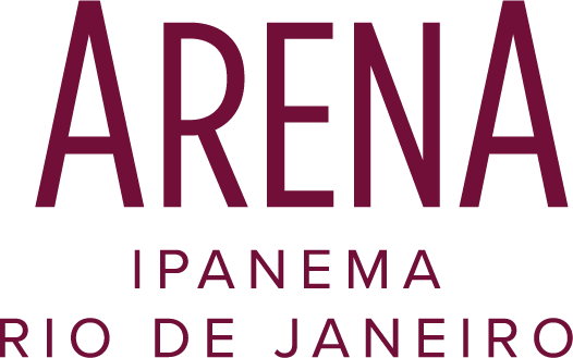 Logotipo da Arena Ipanema Rio de Janeiro em texto bordô sobre fundo branco
