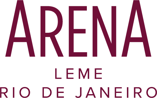 Logotipo da Arena Leme Rio de Janeiro em texto bordô sobre fundo branco