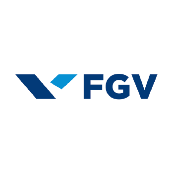 Logotipo da FGV em azul sobre fundo branco