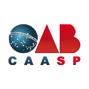 Logotipo da CAASP com globo azul e letras “AB” vermelhas sobre fundo branco.