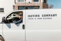 White moving van with