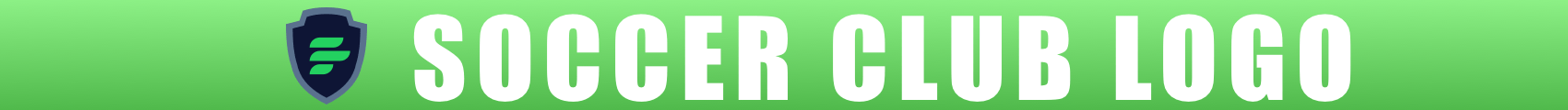 Green banner with white soccer ball icon and text “SOCCER CLUB LOGO”