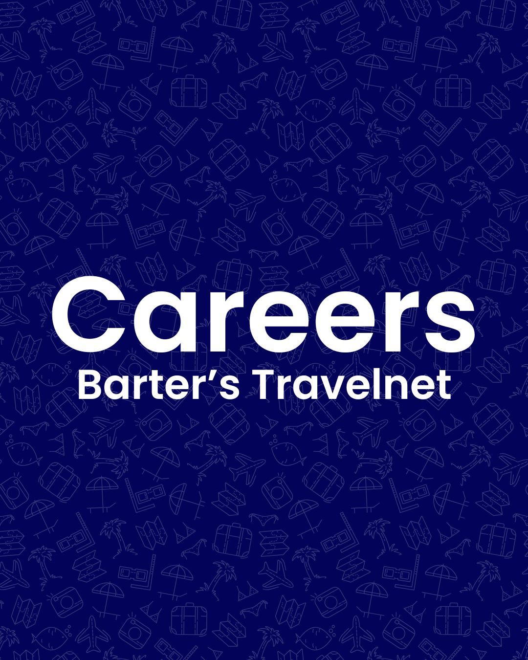 Careers page for Barter’s Travelnet on a dark blue patterned background