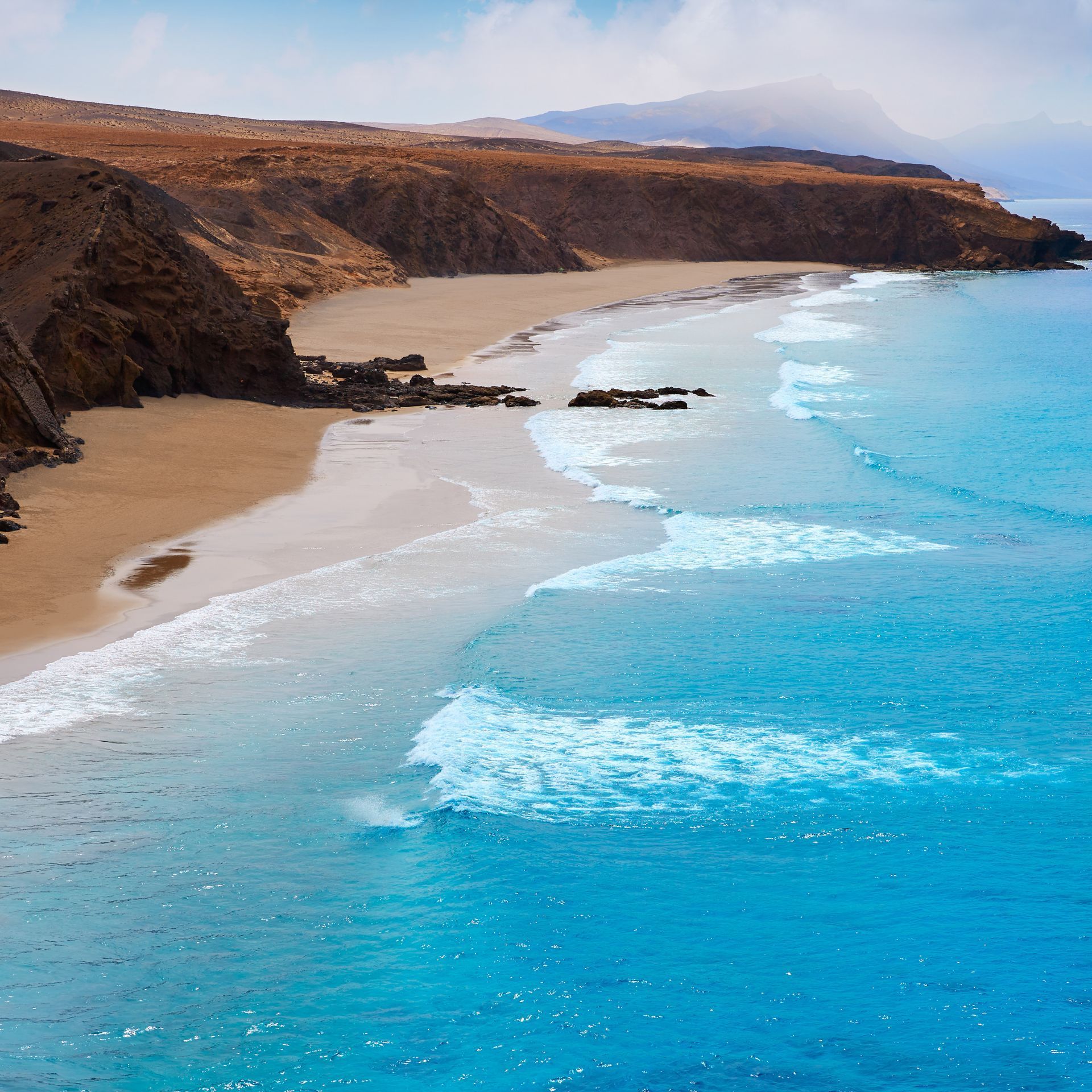 canary islands beach - coastline wirh mountains