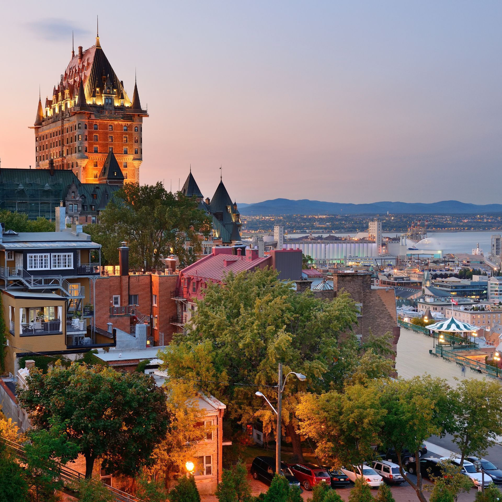 quebec city line in the evening in canada
