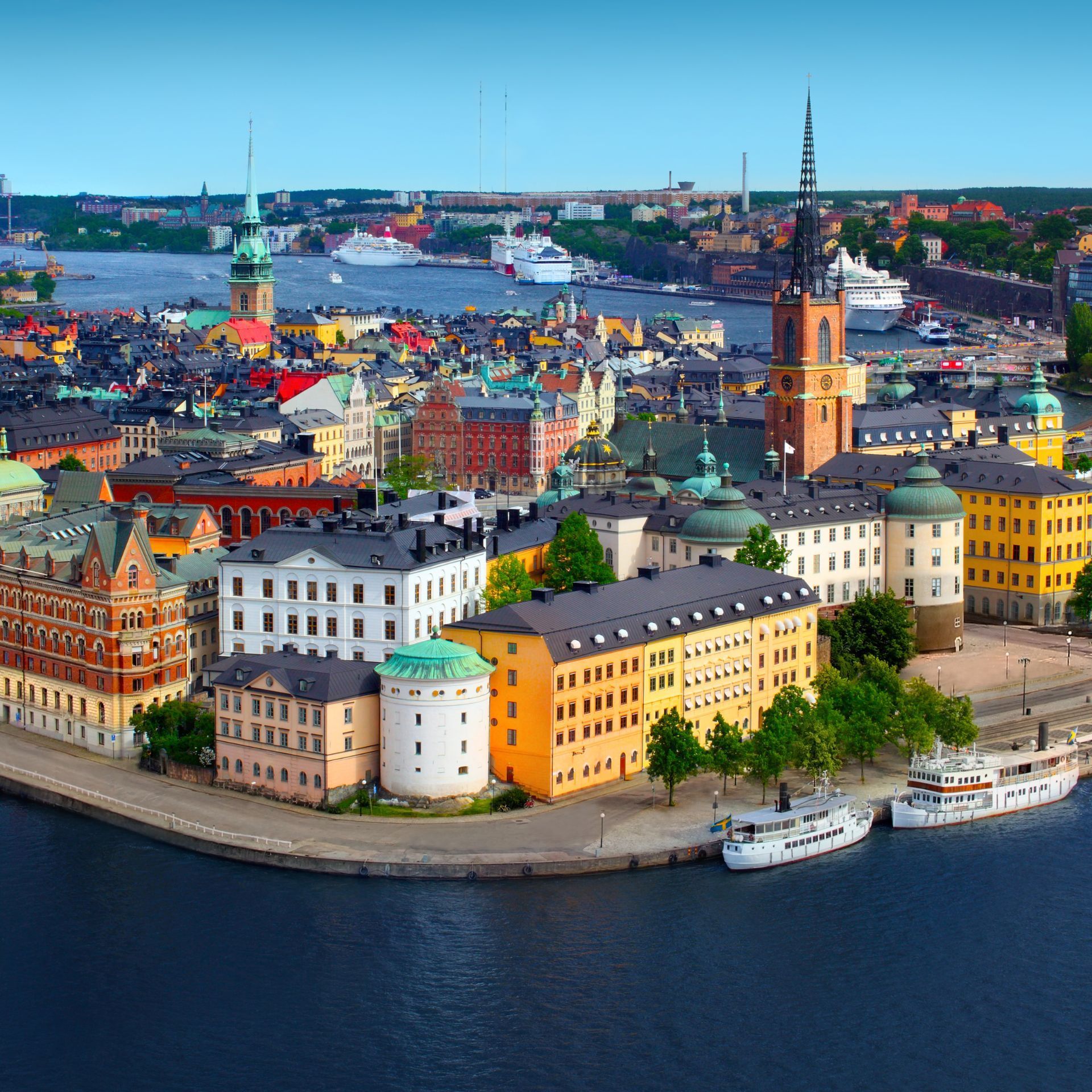 stockholm town view with a harvour in the background