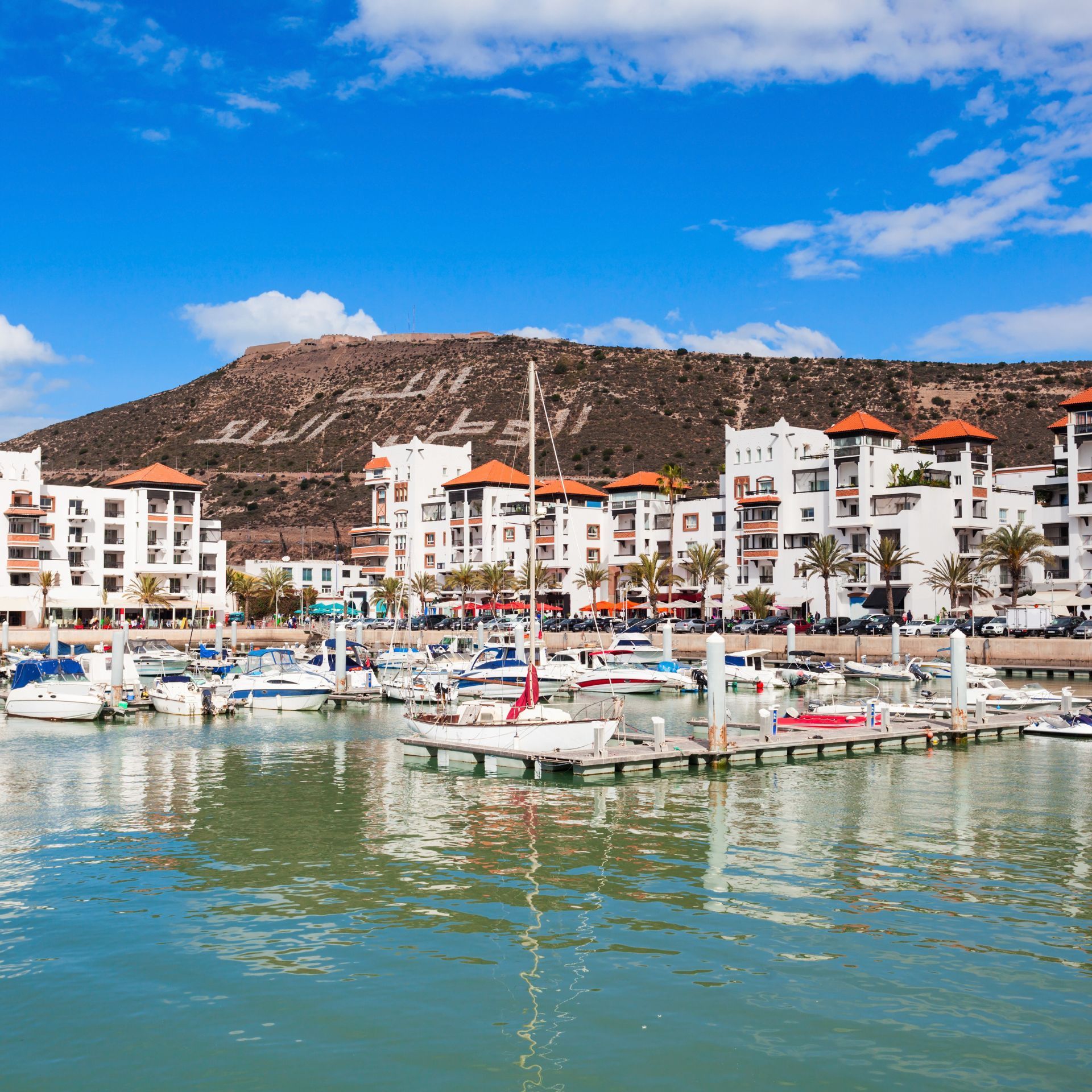 agadir town with buildings and harbour