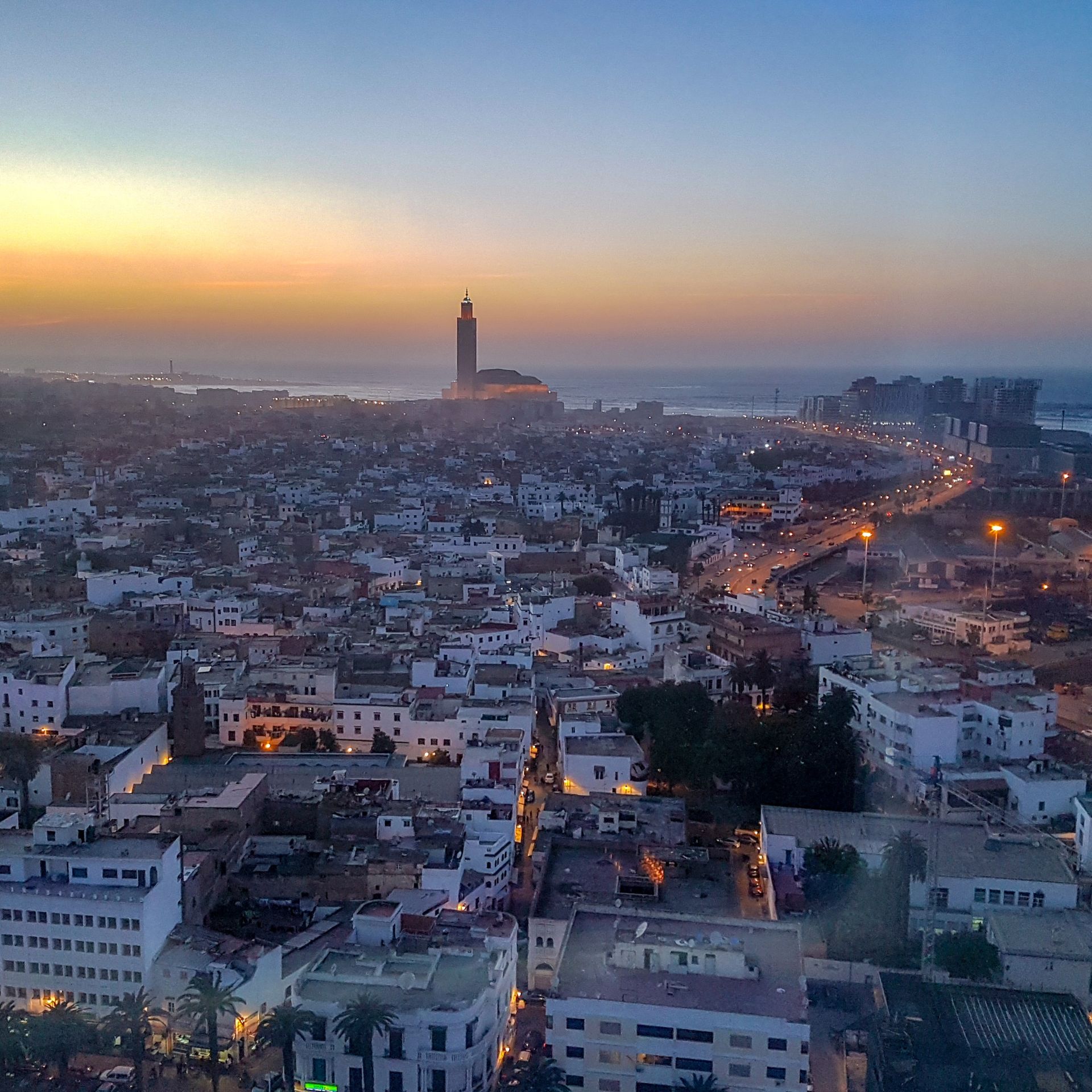 casablanca town view at dusk