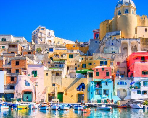 vibrant buildings in nice italy along the water