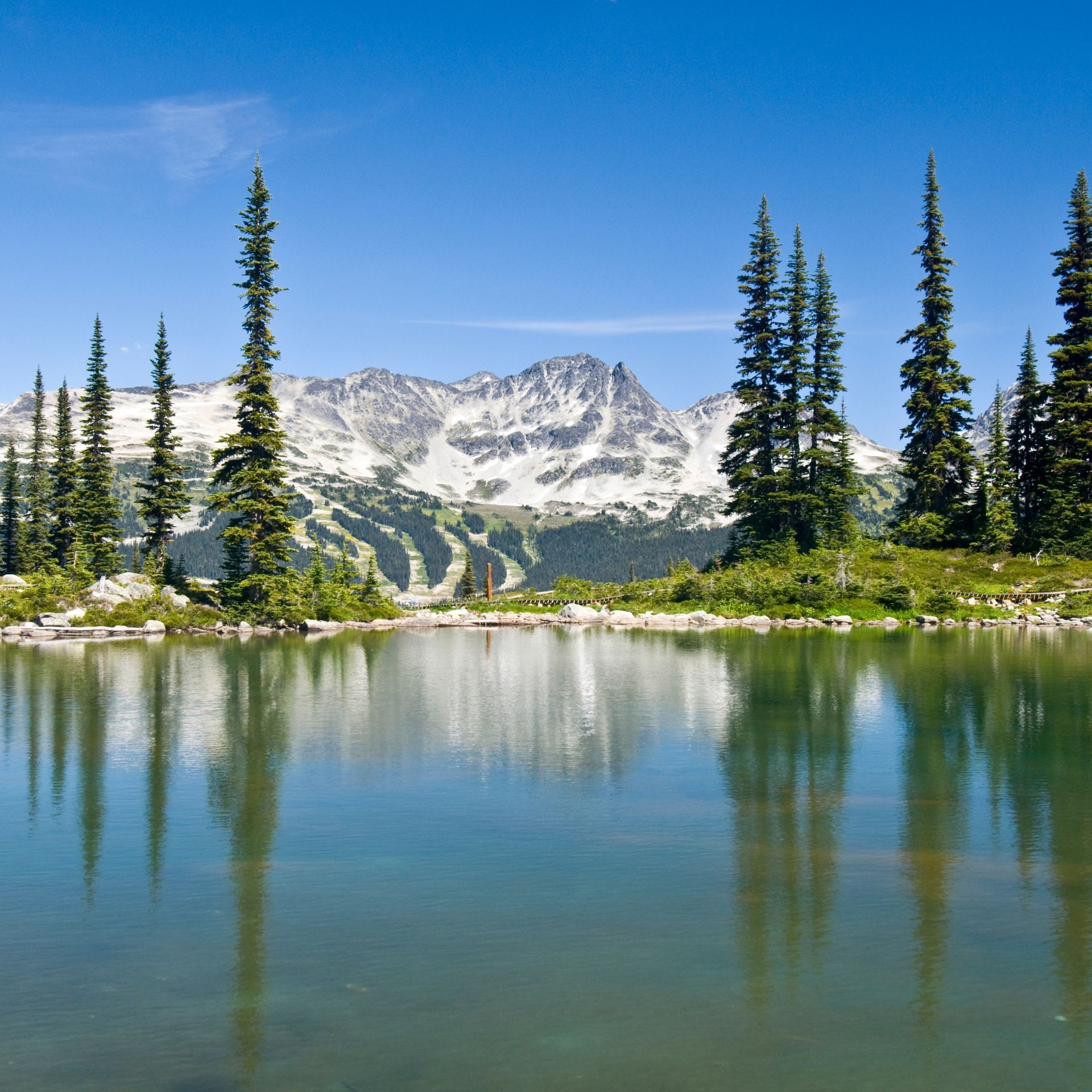 whistler in canada, with a mountain range in the background