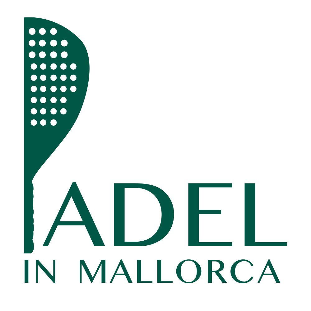 Un logotipo para el pádel en Mallorca con una pala verde.