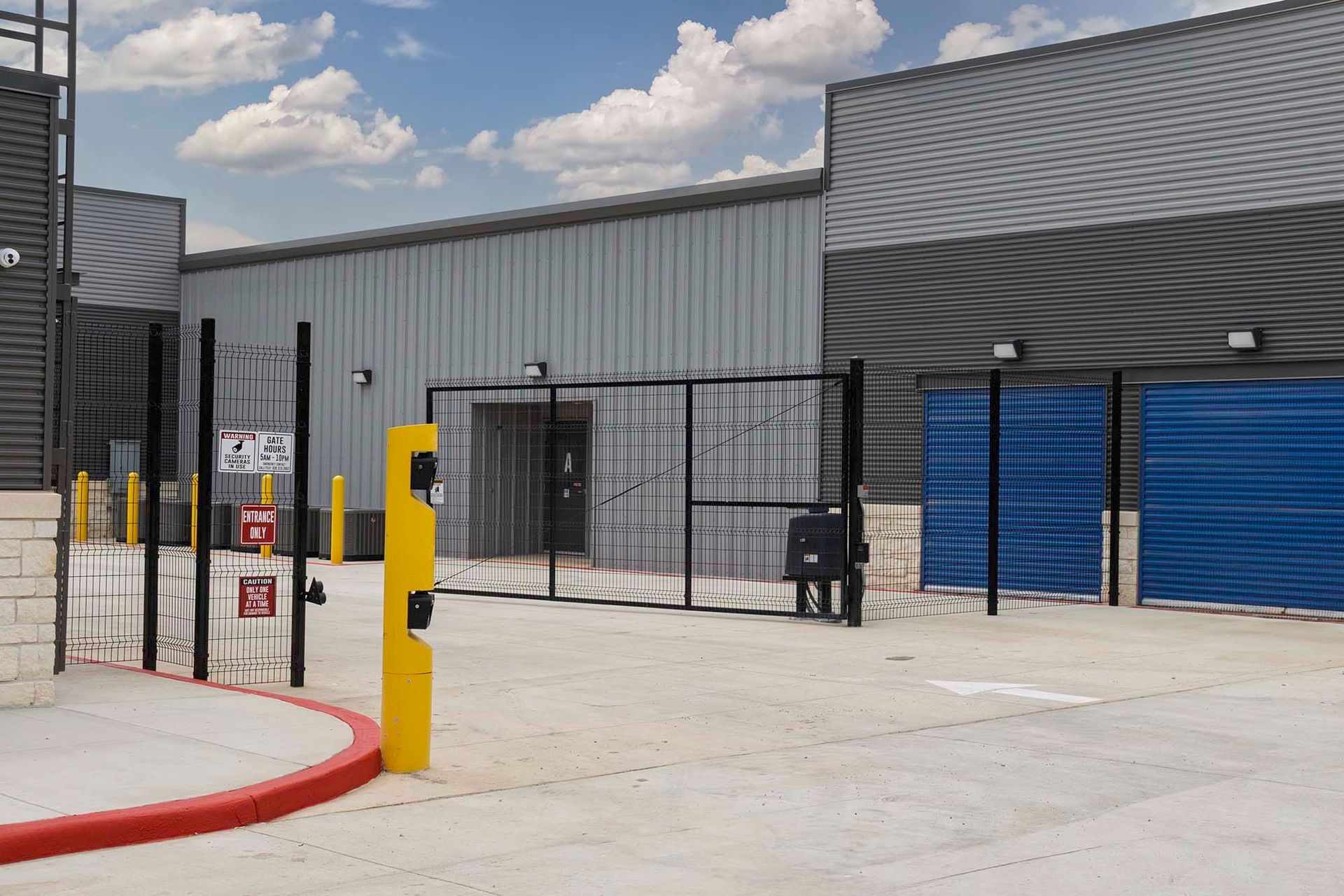 Convenient and secured access with your unique keypad to activate a gate that surrounds the facility in New Braunfels, TX