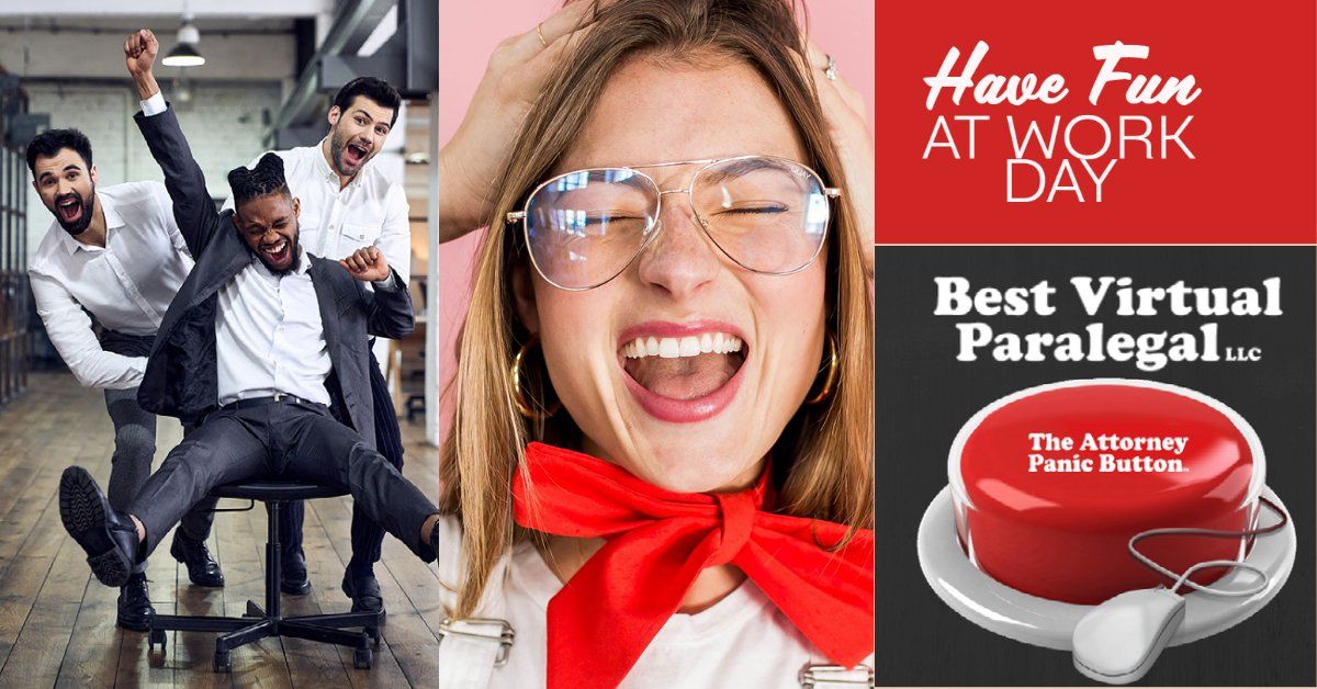 A group of people are having fun at work on a work day.