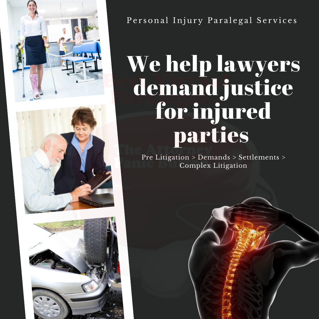 A poster that says we help lawyers demand justice for injured parties.