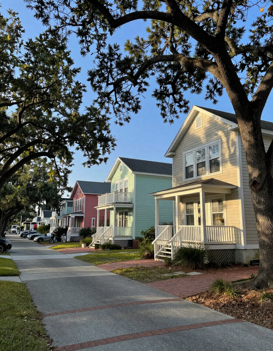 Wrightsville Beach area coastal cottages with live oaks
