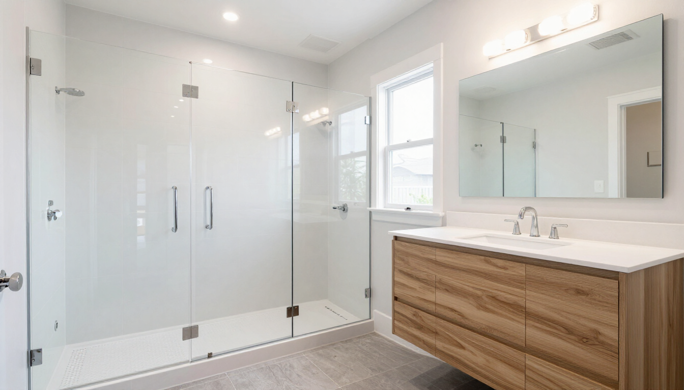 Bathroom remodel ROI in North Carolina with a walk-in shower and modern vanity