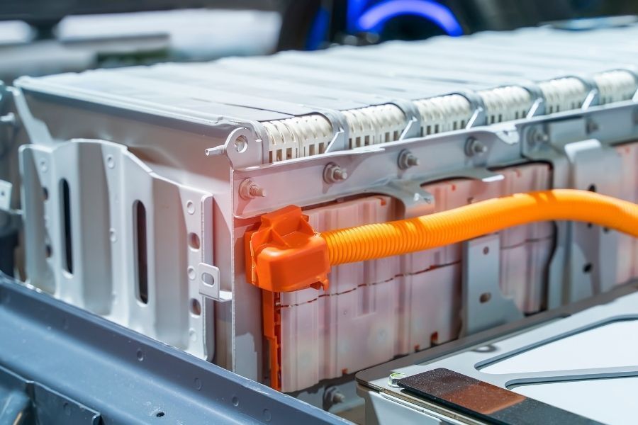 A close-up of a lithium ion battery.