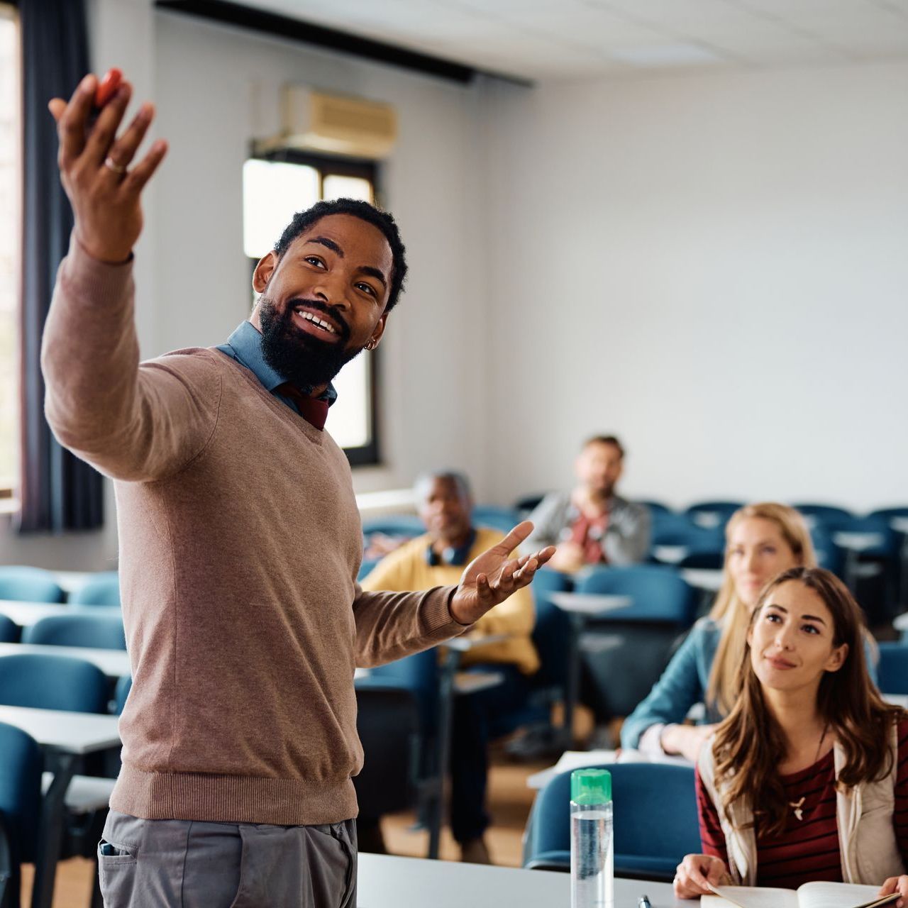 African American professor, his school has need of School & University UPS Background Power