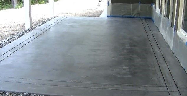 Cement patio construction with stamped decorative finish, completed in Atlanta
