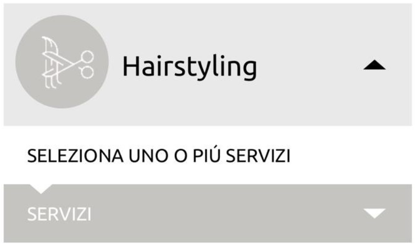 Pannello di selezione del servizio di styling con 