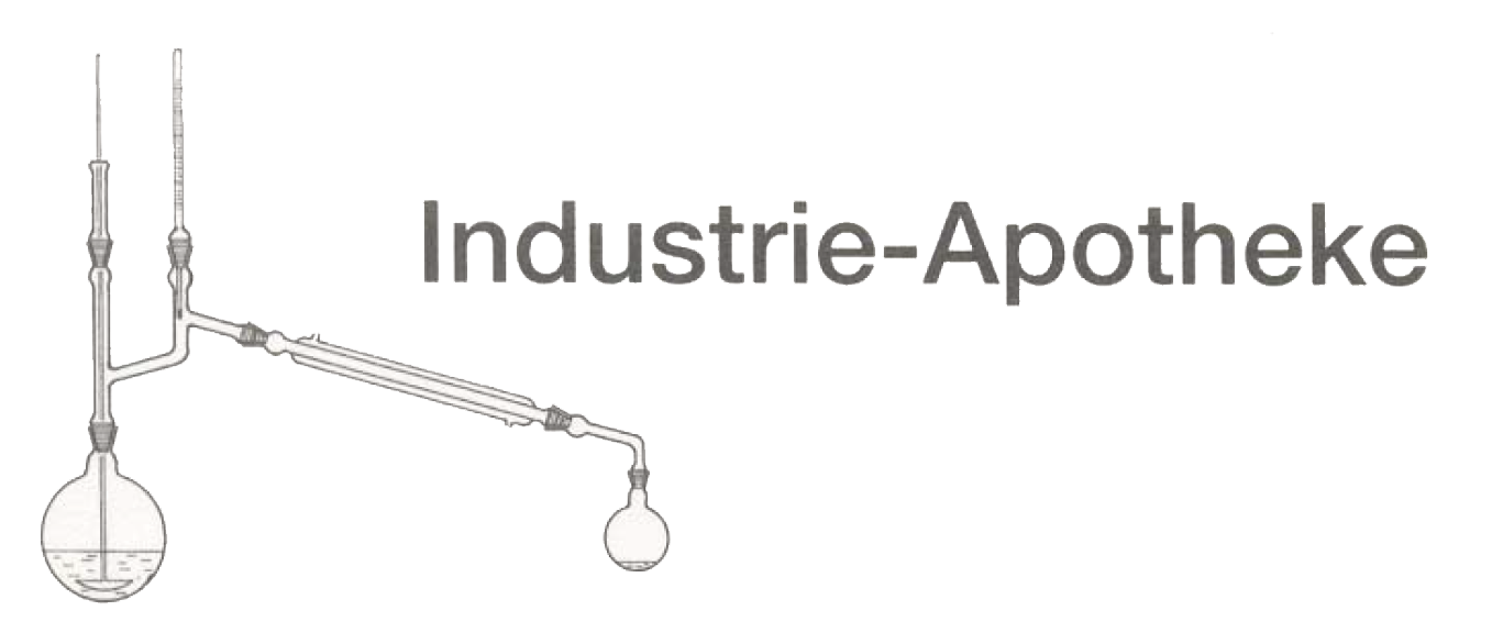Ein Logo für die Industrie-Apotheke mit der Zeichnung einer Flasche