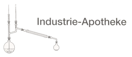Ein Logo für die Industrie-Apotheke mit der Zeichnung einer Flasche