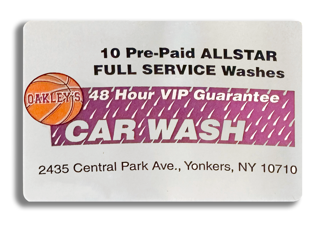 ALL STAR CAR PLUS FULL SERVICE PREPAID CARWASH GIFTCARD AND WASH BOOKS OAKLOEYS CARWASH YONKERS NEW YORK
