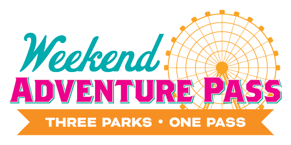 A logo for weekend adventure pass three parks one pass