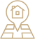 Gold map marker pin with house icon.