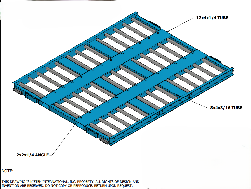 Bidirectional Large Roller 4-way access slave pallet with flip locks 