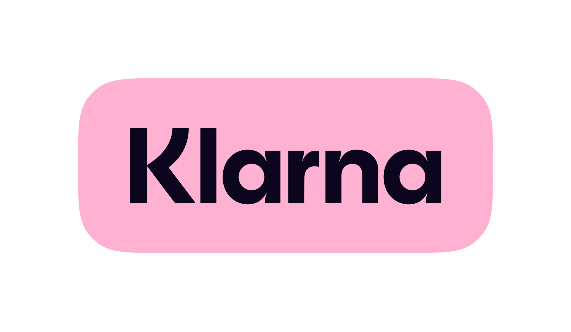 A pink and black logo for klarna on a white background.