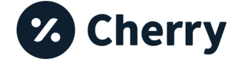 Cherry logo with a percentage sign within a dark blue circle, followed by the word