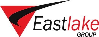 Eastlake Group logo with red and black triangular emblem and black text on white background