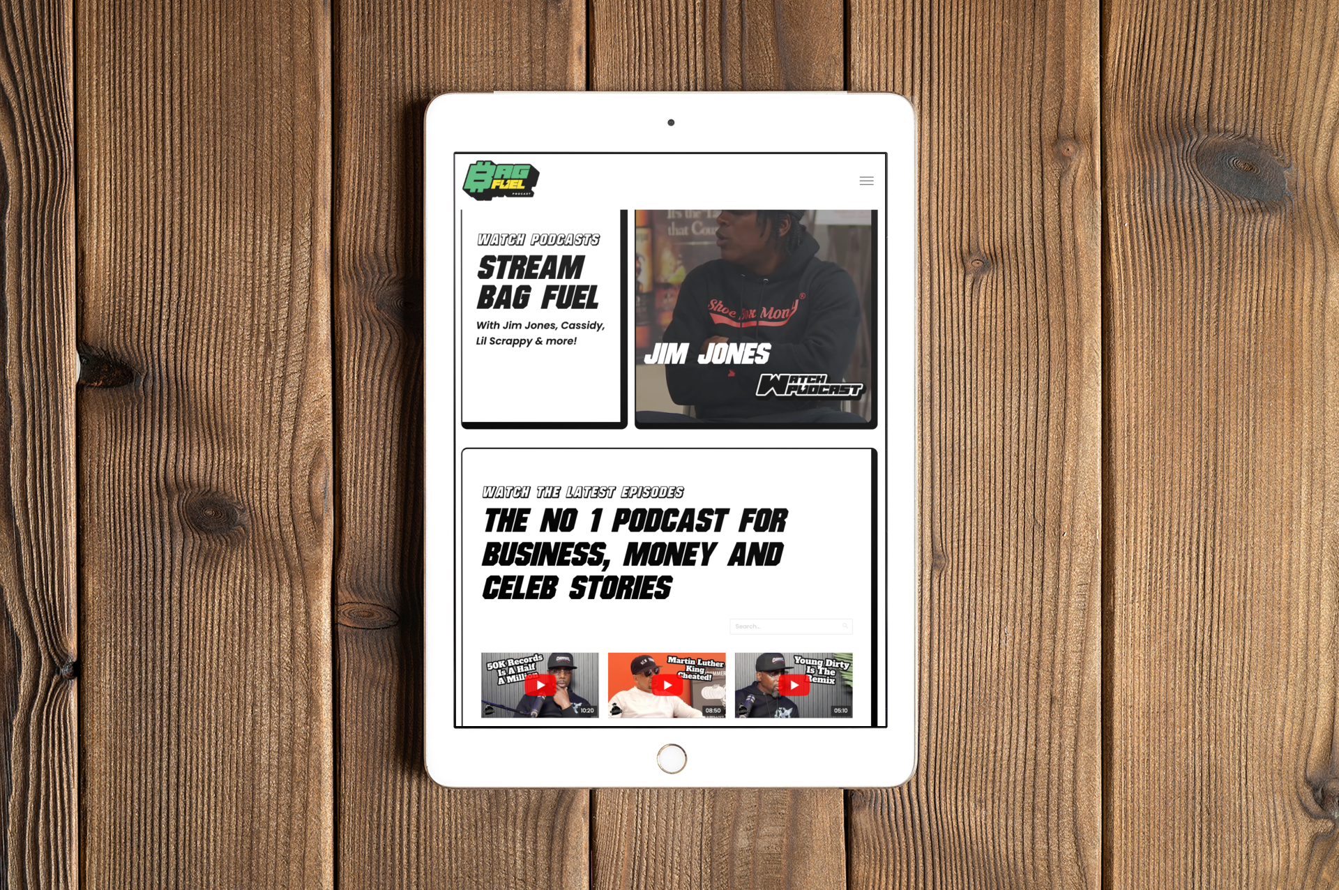 Bag Fuel New Website displayed on a Ipad