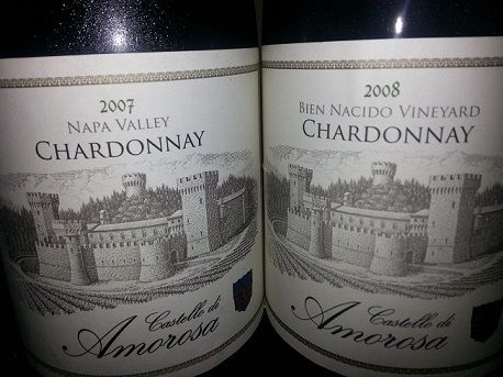 Castello di Amorosa Chardonnay wine bottles