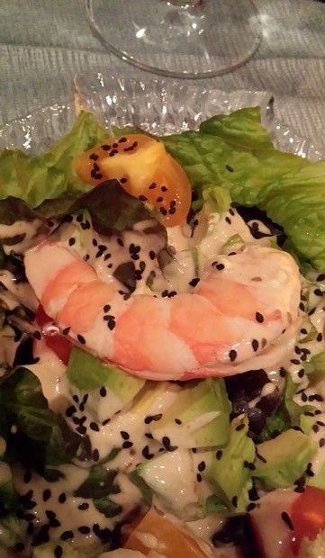 Shrimp salad with avocado and creamy dressing