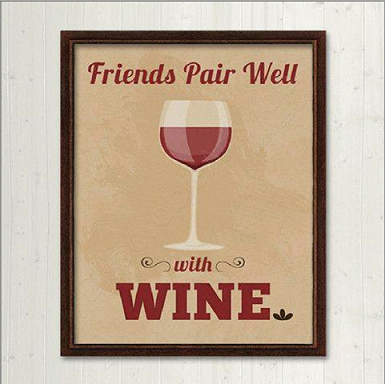 Friends pair well with wine illustration