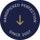 Dark blue circle with white text: 