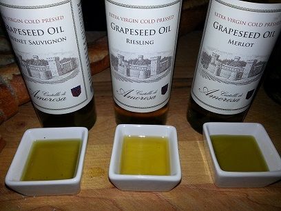Bottles of grapeseed oil varieties