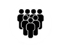 Group of people, represented by black silhouettes, standing together.
