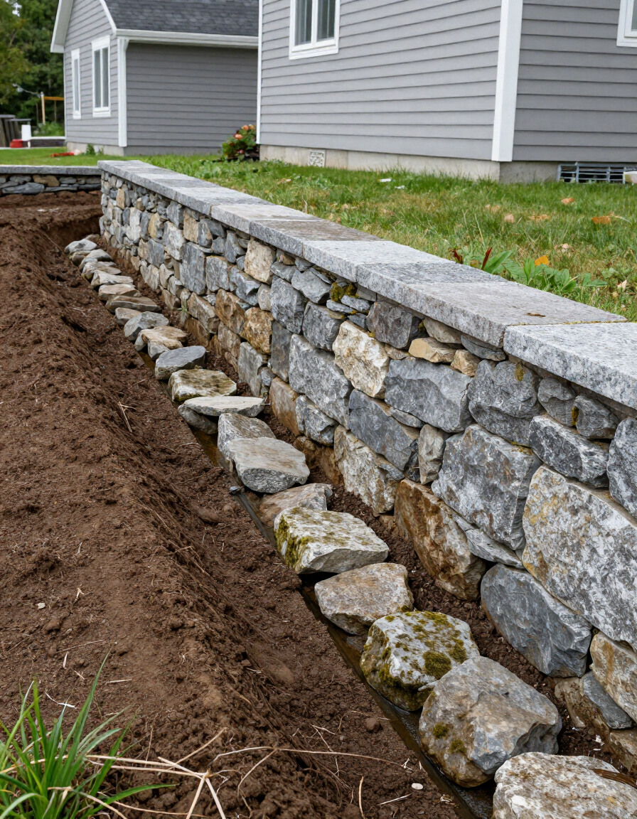 Drainage grading project in progress