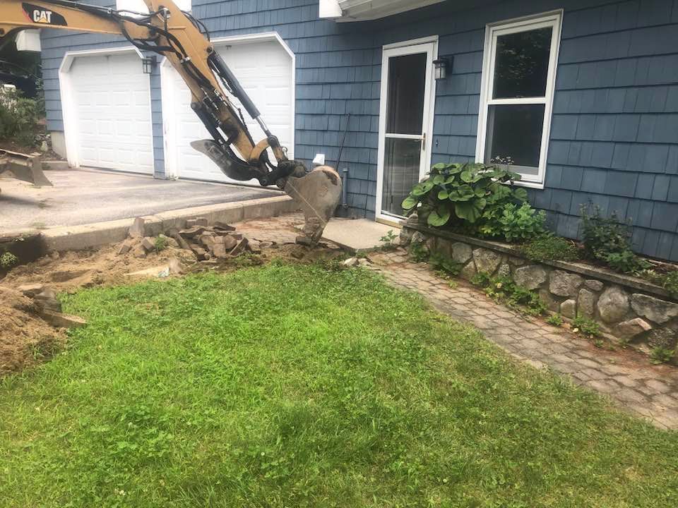 Site preparation and compaction work for a hardscape project