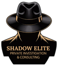 Logo for Shadow Elite Private Investigation & Consulting featuring a silhouette of a person wearing a fedora.