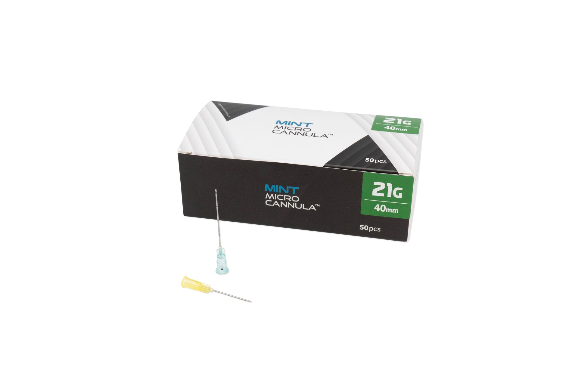 21G MINT Microcannula™ with cannulas laid out in front